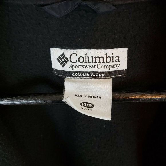 Black Columbia 14 16 Youth Kids Black Full Zip Jacket Fleece Nylon - Picture 3 of 3